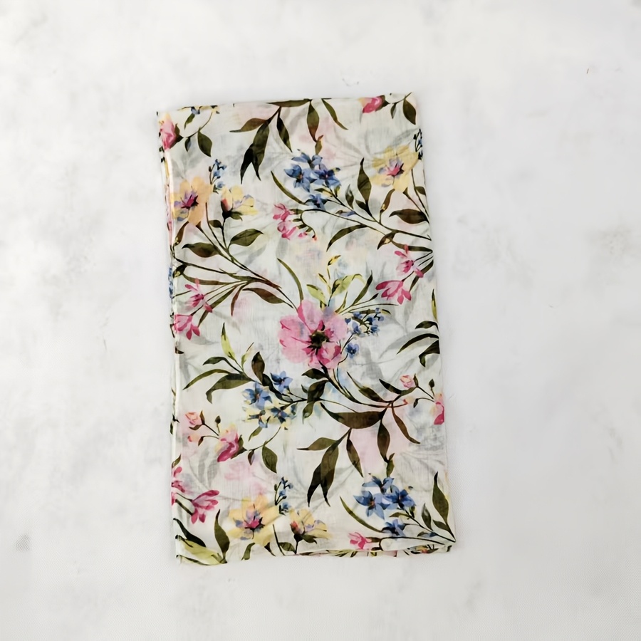 Image of Spring Summer Printed Scarf Bali Chiffon Printed Scarf Sheer Printed Hooded Scarf Sheer Scarf Versatile Floral Scarf