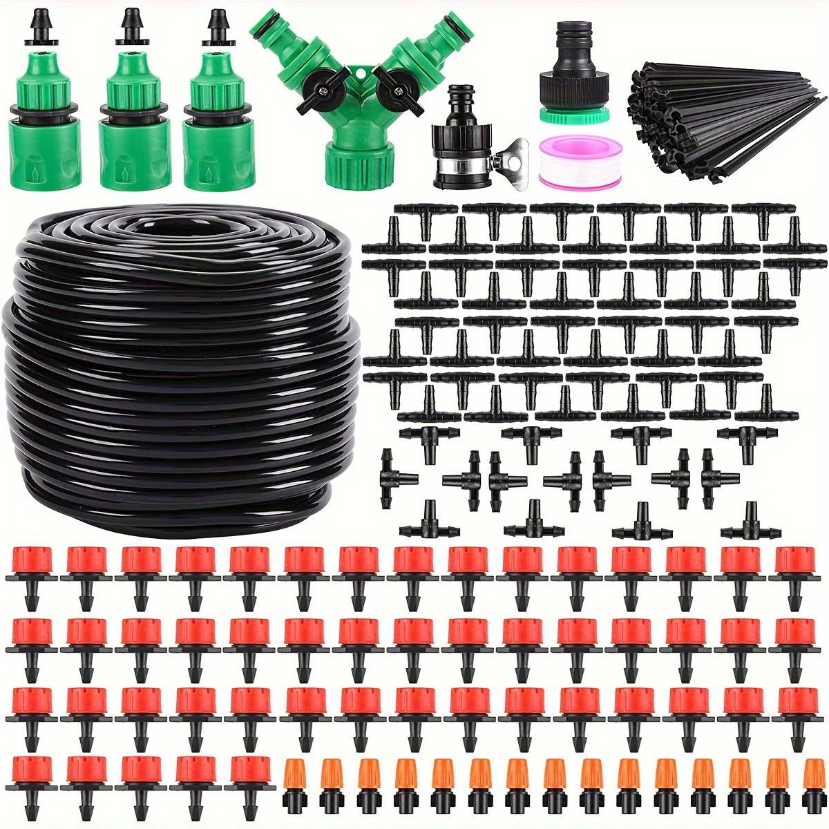 

164ft 200pcs Drip Irrigation Kit, Garden Irrigation /4" Blank Distribution Tubing Watering Automatic Irrigation Equipment For Garden Greenhouse, ,patio,lawn (164ft)