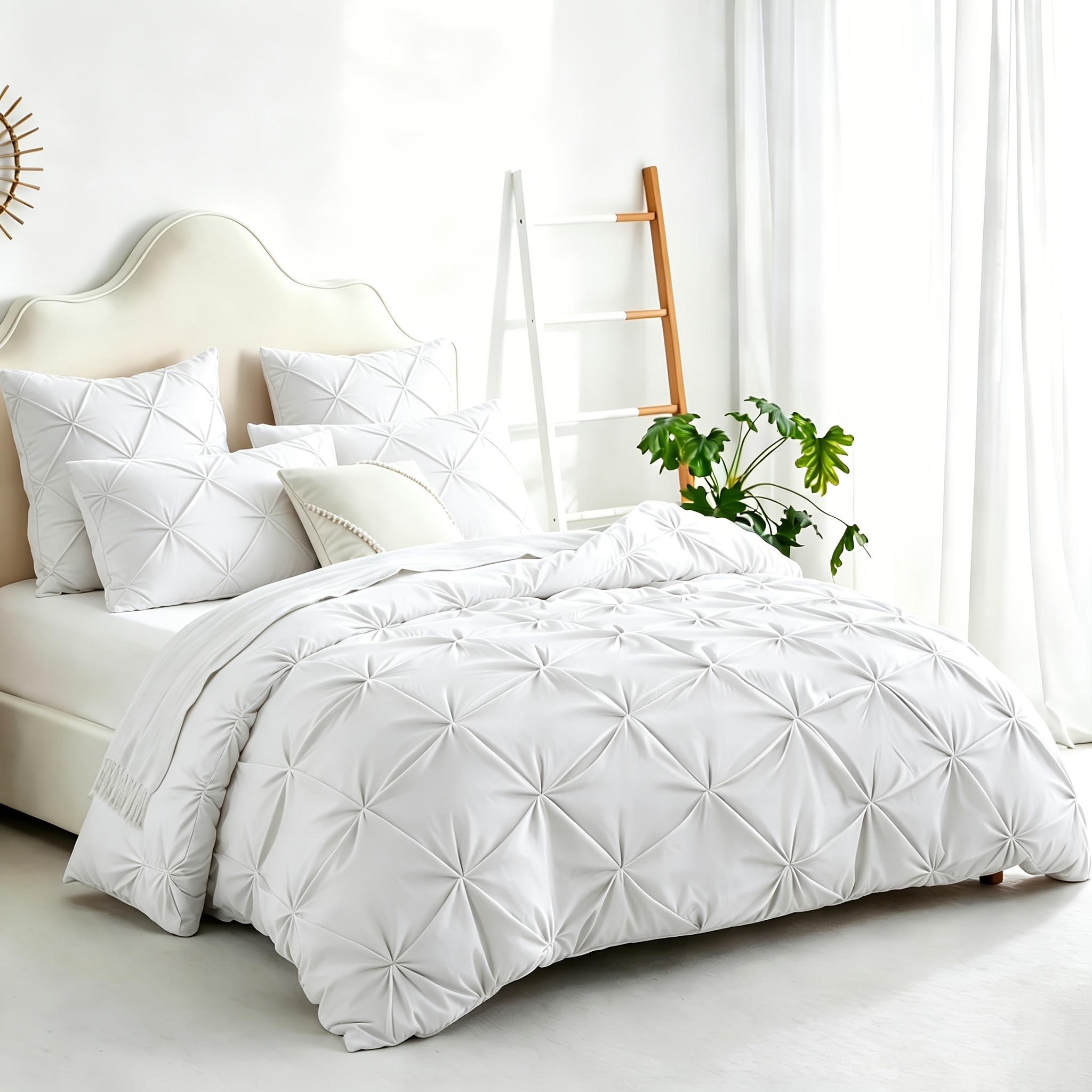 TEMU 3pcs Pintuck Pleated Duvet Cover, 1 Duvet Cover 2 Pillowcases, 80 X 80 Cm, Microfiber, Comfortable Breathable Fabric, High-end And Elegant, Soft