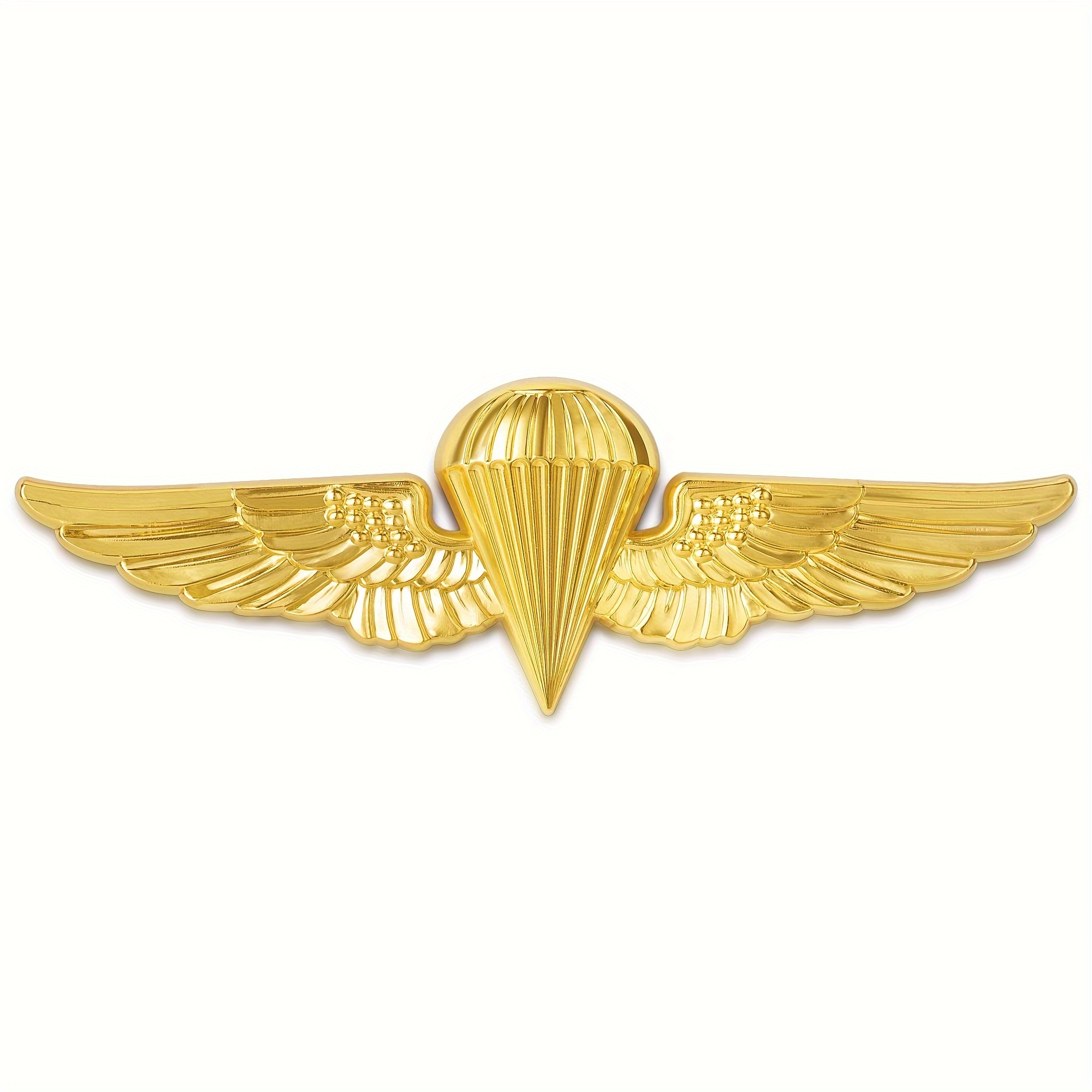 

Military-style Parachutist Badge, Golden Metal Usmc Paratrooper Wings Pin, Dress Uniform Chest Insignia, Collectible Metal Applique