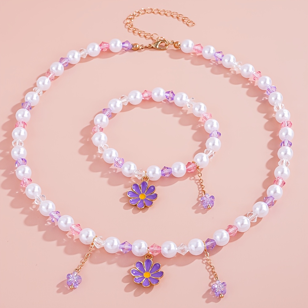 2pc Flower Enamel Pendant Set