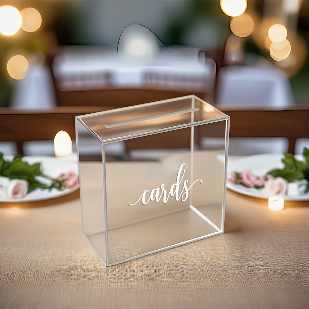 tx brand elegant acrylic card box for weddings birthdays graduations baptisms versatile clear and frosted card holder with slot ideal for gifts keepsakes donations multipurpose event card display no electricity needed