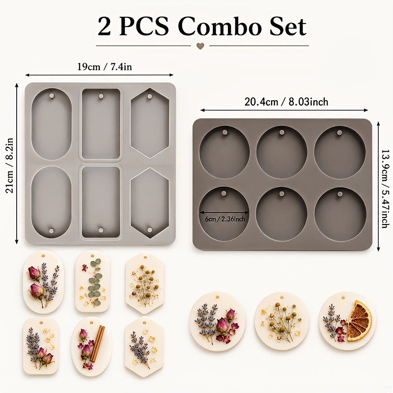 TEMU 2pcs 12-cavity Wax Sheet Silicone Mold, Handmade Candle Mold, Keychain Resin Mold, Diffuser Stone Pendant Handmade Craft, Plaster Pendant Molds,