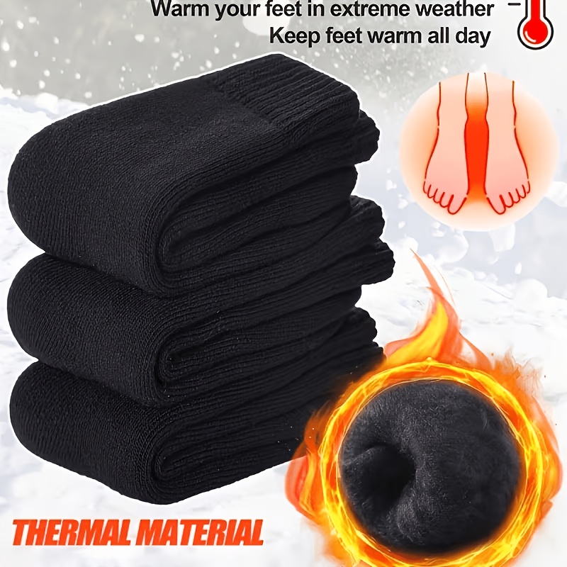 TEMU Pack de 3 de calcetines de media caña para hombre, de color liso, forrados, cálidos y sencillos, adecuados para desplazamientos de invierno y