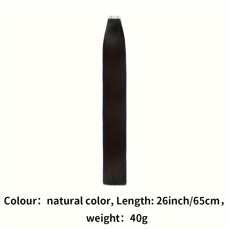 Image of Natural Straight Black Tape In Hair Extensions Human Hair Tape In Black Hair Extensions Human Hair Tape In Real Hair Extensions Tape In Human Hair Brazilian Hair Hair 20pcs/pack For Women