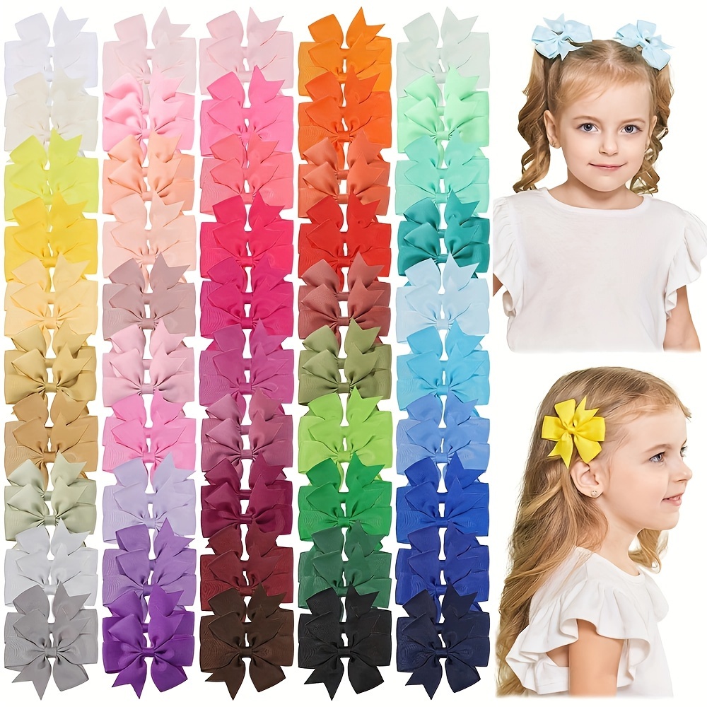 

10//40/50/60pcs Random Color Bow Hair Clips, Simple Holiday Girls Ponytail Clip Girls Hair Accessories