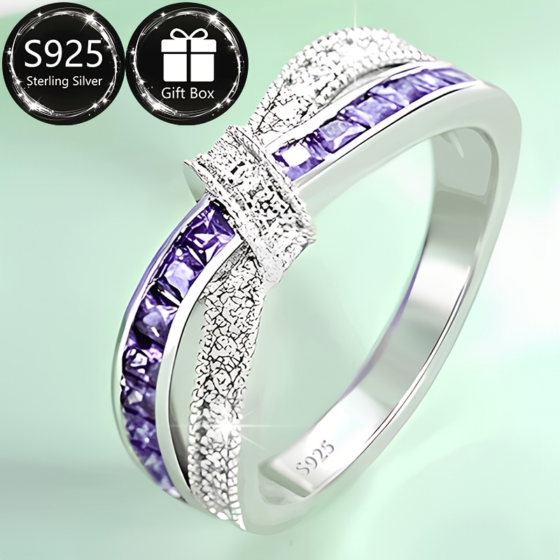 925 Silver Purple Zirconia Crossbow Ring