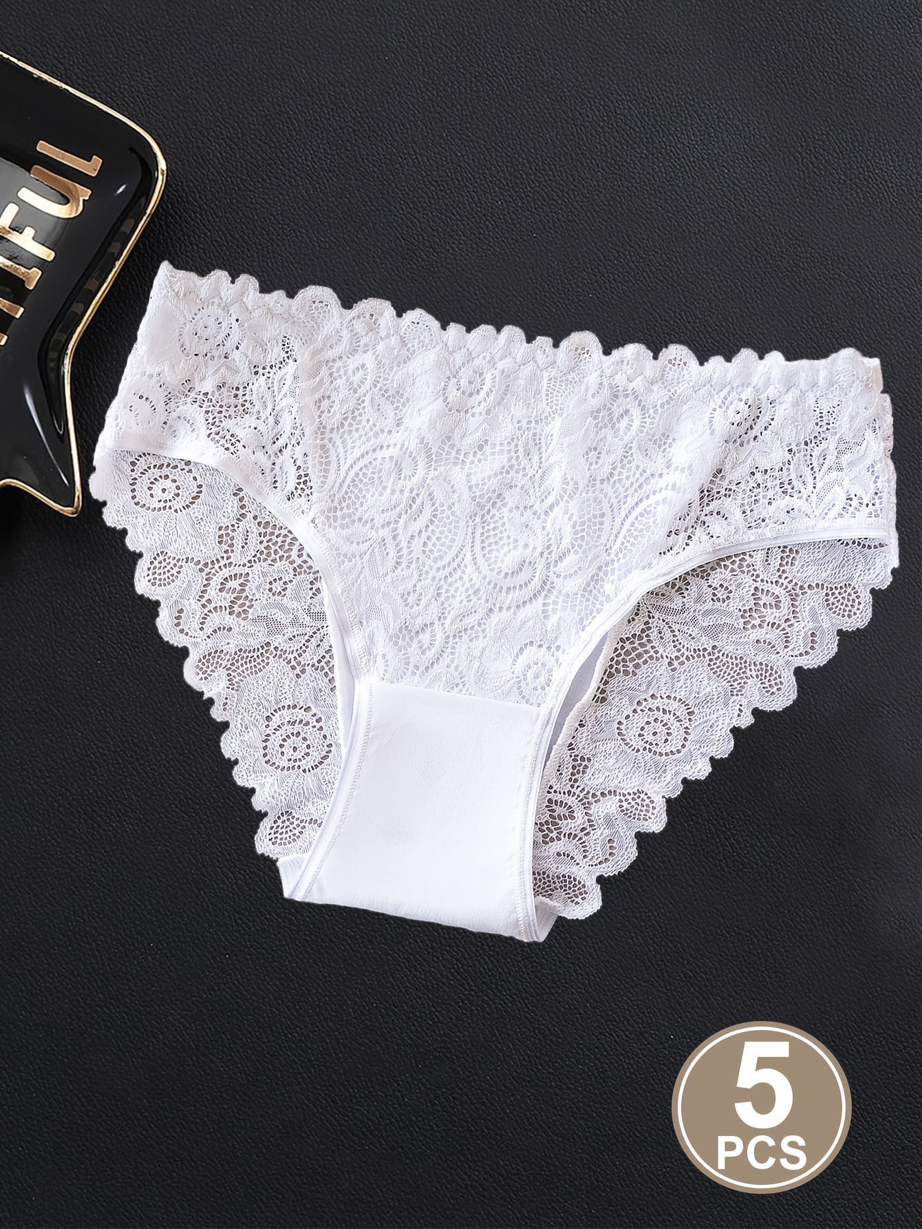 صورة العنصر 5 قطع سراويل داخلية نسائية مريحة بتطريز زهور وفتحات ملونة