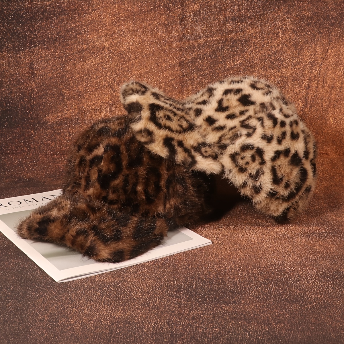 1pc unisex winter faux fur baseball cap leopard print warm Temu