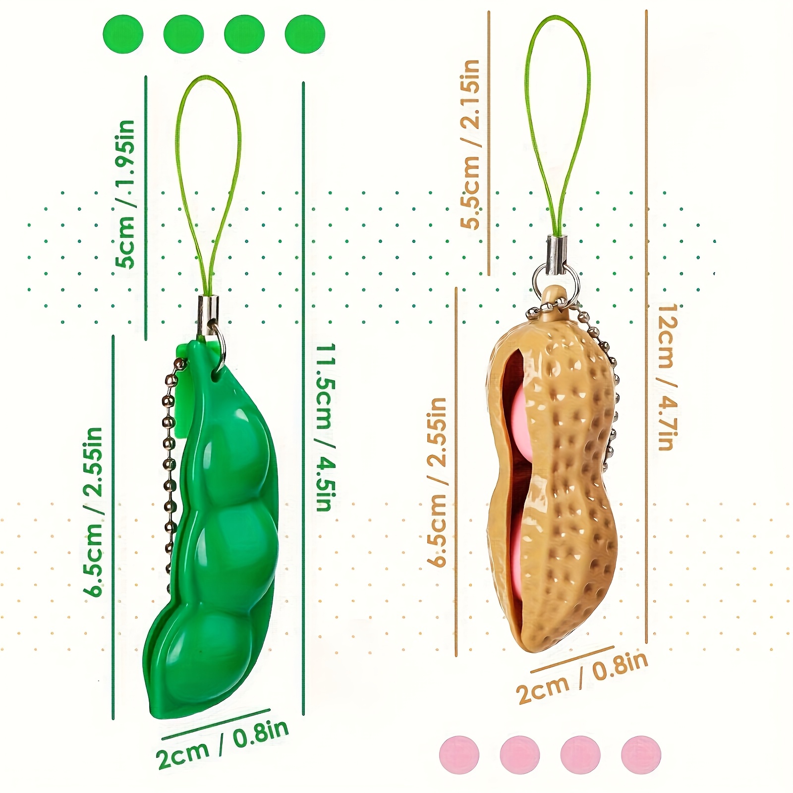8 Llaveros Antiestrés Squeeze Bean – Cápsula De Guisantes Con Caritas Para Aliviar El Estrés, Ideal Para Mochila, Llaves O Móvil