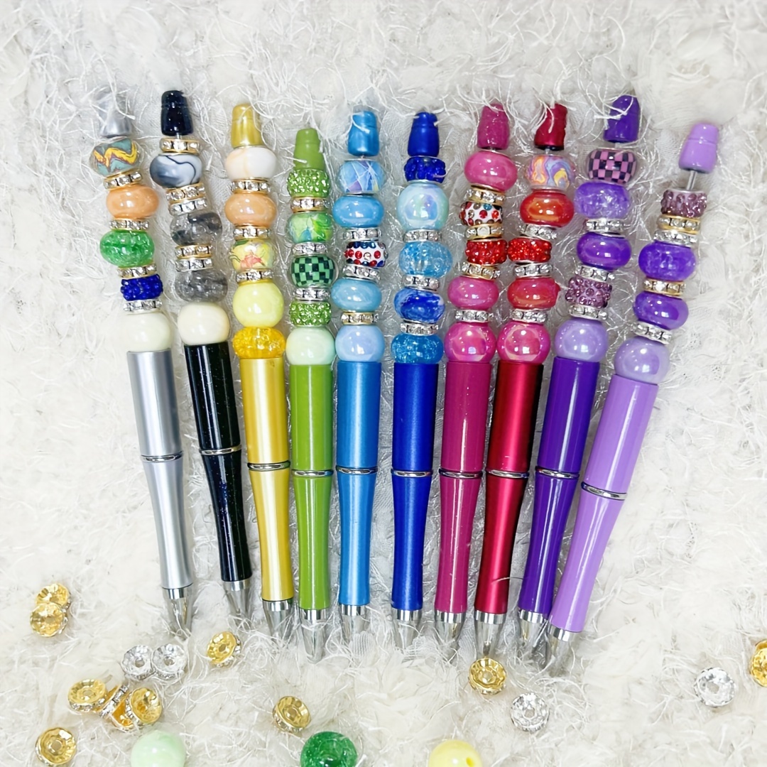 

120-piece Decorative Ballpoint Pen Set With 110 Interchangeable Beads - Twist Closure, Plastic, Round Body, Medium Point - Ideal Creative Gift For Graduations And Weddings, Suitable For Ages 14+