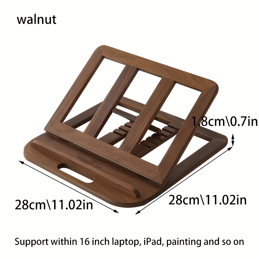 1pc pine   walnut notebook computer stand foldable wooden notebook computer stand adjustable computer wooden stand holder increase cooling stand solid wood foldable portable suitable for desktop portable universal notebook computer stand multi angle suitable for   sizes of notebooks 3 materials details 9