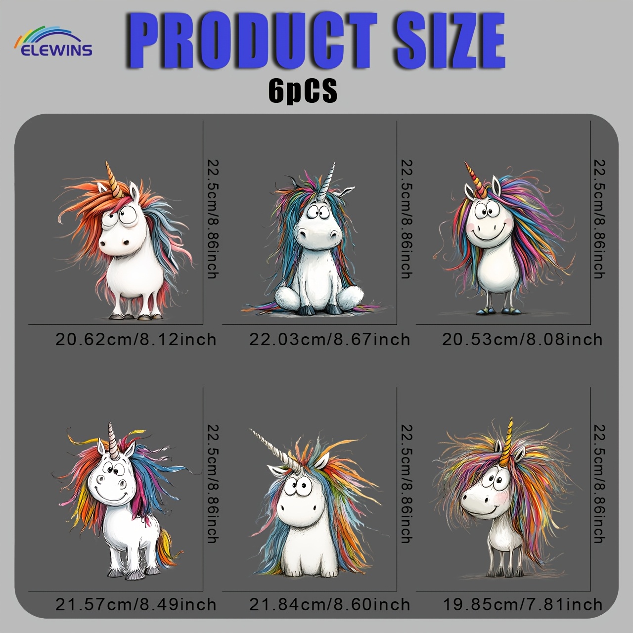 Image of 6pcs/set Funny Unicorn Diy Iron On Dtf Transfers Stickers Washable Heat Transfer Designs Decals Patch For T- Jeans Backpack