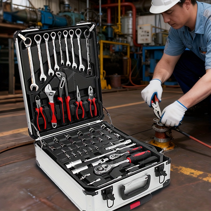 899 52-Piece Professional Multi-Functional Tool Set with Portable Case, Chrome Vanadium Steel, for Home and Car Maintenance