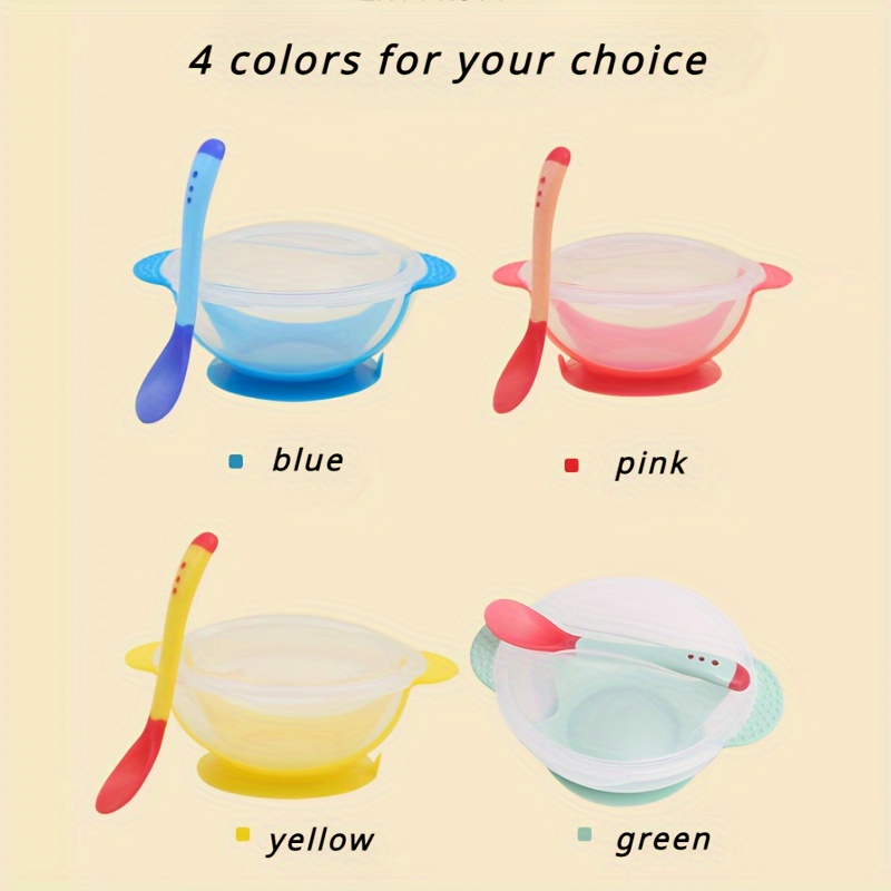 baby suction cup bowl matching temperature spoon set baby children training bowl   set details 9