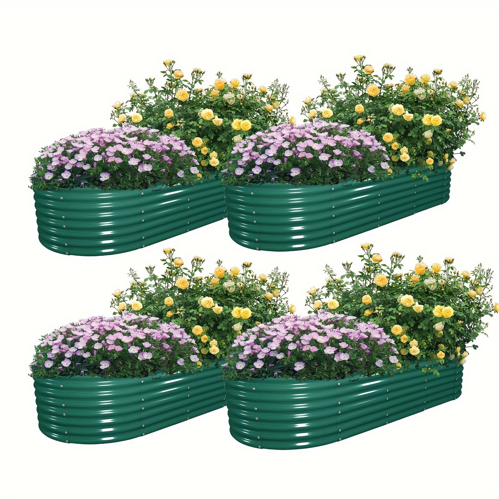 

2/4/6pcs 8x3x2ft Galvanized Raised Garden Bed Kit, Oval Metal Ground Planter Box, Outdoor Bottomless Planter, Raised Beds For Vegetables Flowers Herbs Fruits