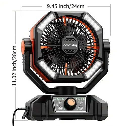 20000mah battery powered camping fan dual motor 8 speed with remote led lanterns portable outdoor fan with hook for outage construction site