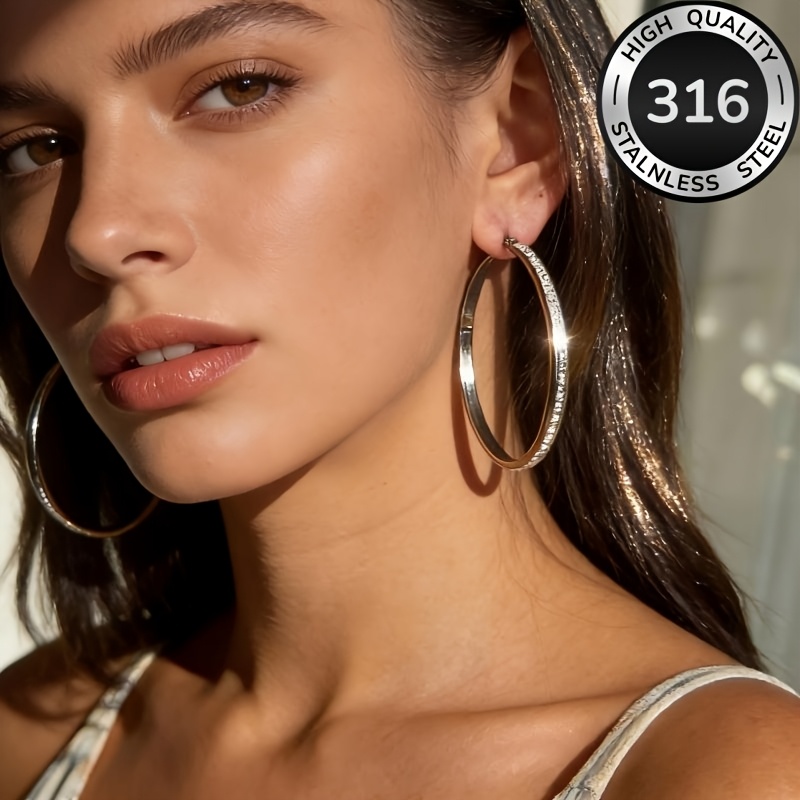 Women's 18K Golden Plated Hypoallergenic Round Earrings