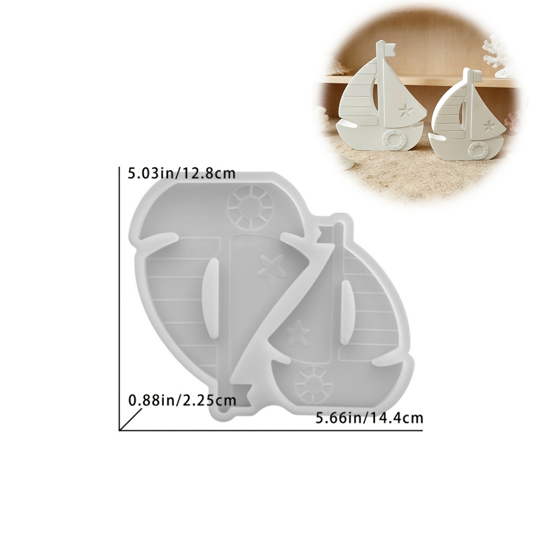 E-shop Harzform, Segelboot-förmige Heimdekoration Ornament Silikonform, Schwimmkreis Segelboot Kombination Tropfkleberform, Kleine Segelboot Ornament
