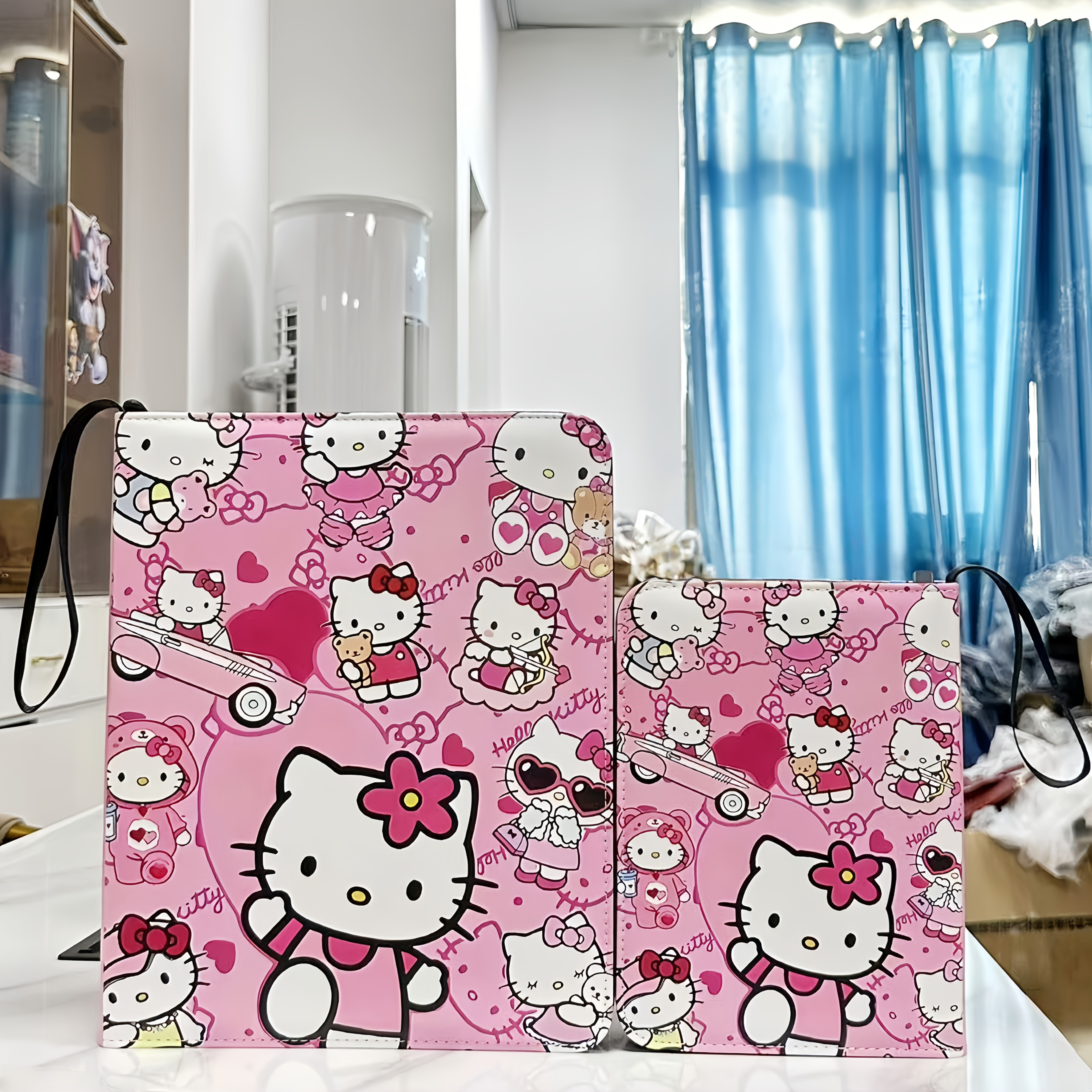   4 9 pocket card binder featuring cute   prints portable with a hand strap zippered for dust   sided pockets pu collection binder suitable for collecting albums and card folders for mtg tcg and sports cards
