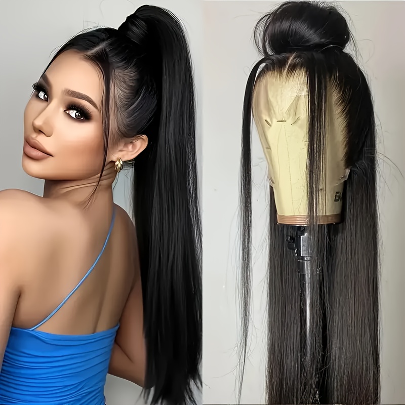 Image of 360 Straight Lace Frontal Human Hair Wig Brazilian With Baby Hair For Women 250% Density 360 Hd Transparent Lace Frontal Human Hair Wigs Suitable For Parties Dinners Daily Etc
