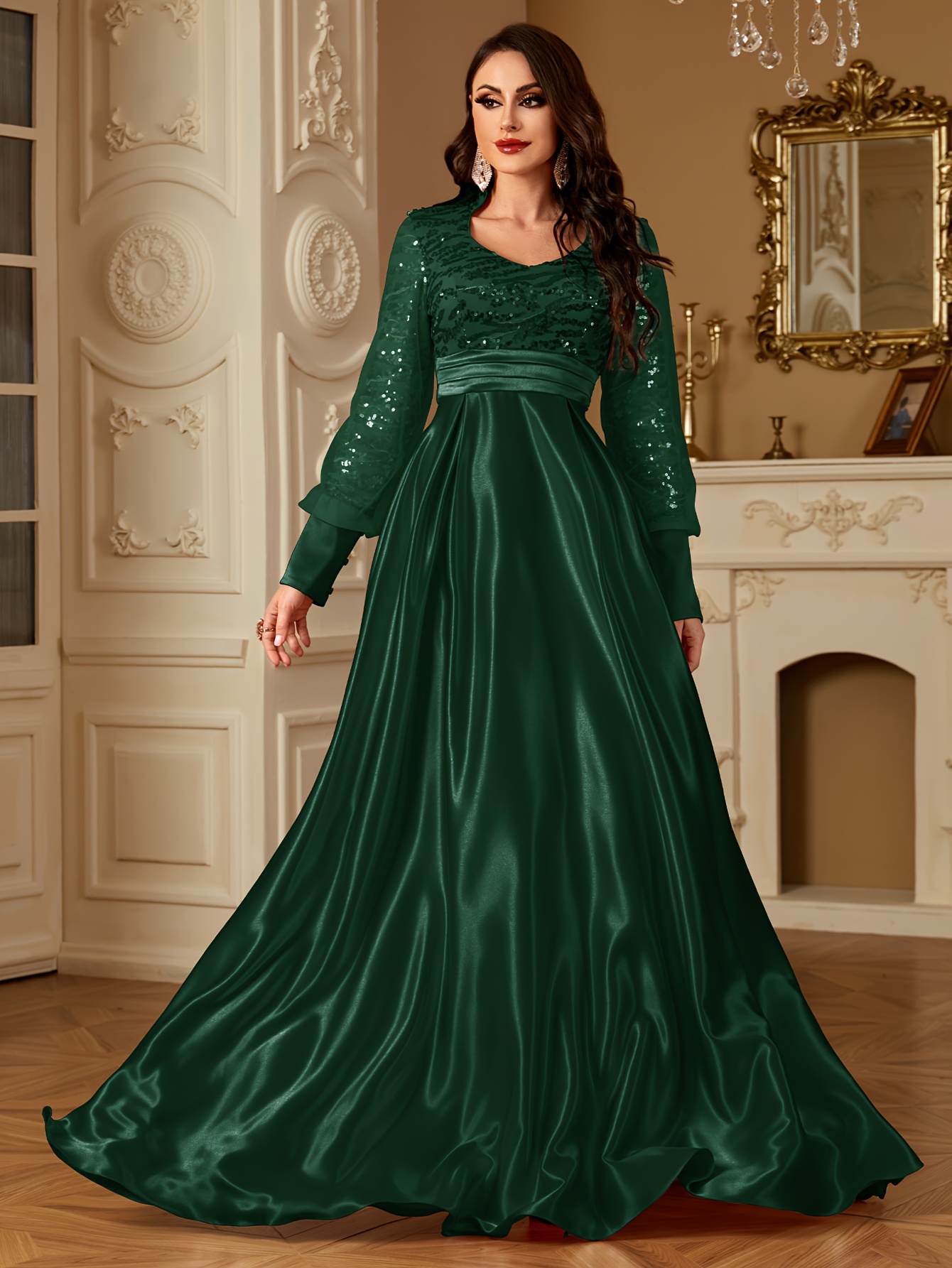 Sequin Formal Evening Dresses For Weddings Women's Elegant Long