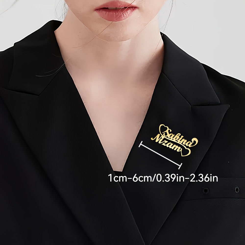 Customize a Personalized Stainless Steel Name Heart Brooch, Available in 1 to 2 Layers - Perfect for Birthdays, Weddings, Graduations, And Special Occasions with Custom Letter Pins - Featuring an Elegant And Minimalist Design.