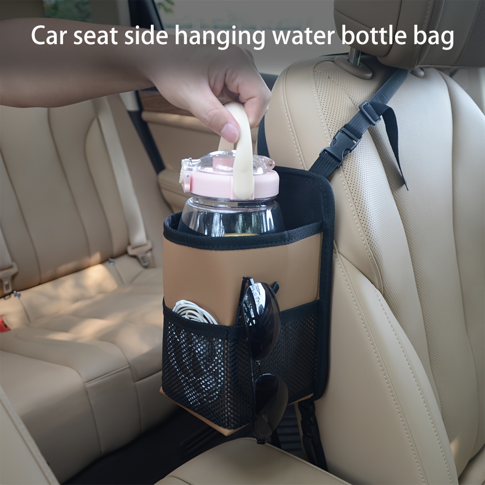 

Multi-functional Car Seat Organizer With Water Bottle Holder, Fashion Glasses & Card Storage - Pu Leather, Easy , Organized, Fits Most Cars, Car Storage Solution | Seat Side Storage | Attachment