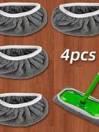 4 reusable mop pads washable durable high absorbency suitable for dry and wet cleaning gray polyester with white compatible with most flat mops no mop head included floor care tool detailed surface absorbent material
