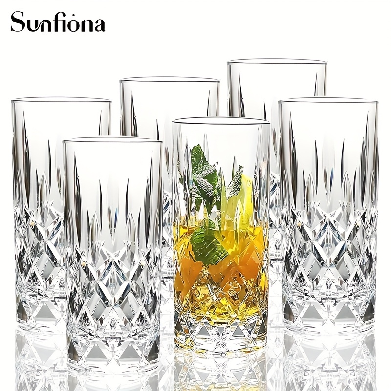 Image of Sunfiona 4/6pcs Crystal Texture Whiskey Glass, Glass Wine Glass, Beer Festival Wine Glass, Coffee Cup, Cold Drink Cup, Suitable For - Restaurant, Party, Wedding Dinner