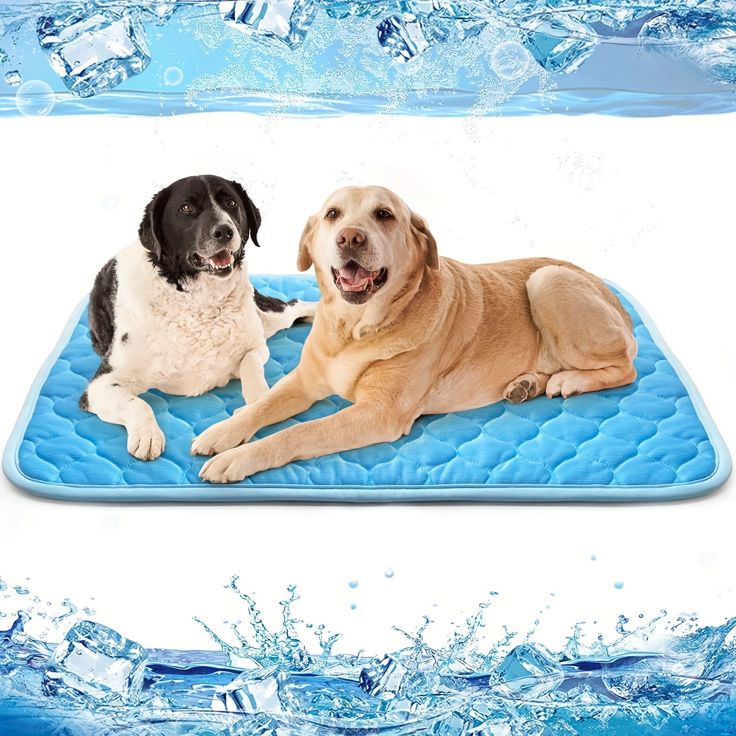 

all-size Snuggle" Ewoid Cooling Dog Mat - Ice Silk Self-cooling Pad For Pets, Washable Summer Chill Bed For Small To Large Dogs & Cats, Rectangular Plaid Design