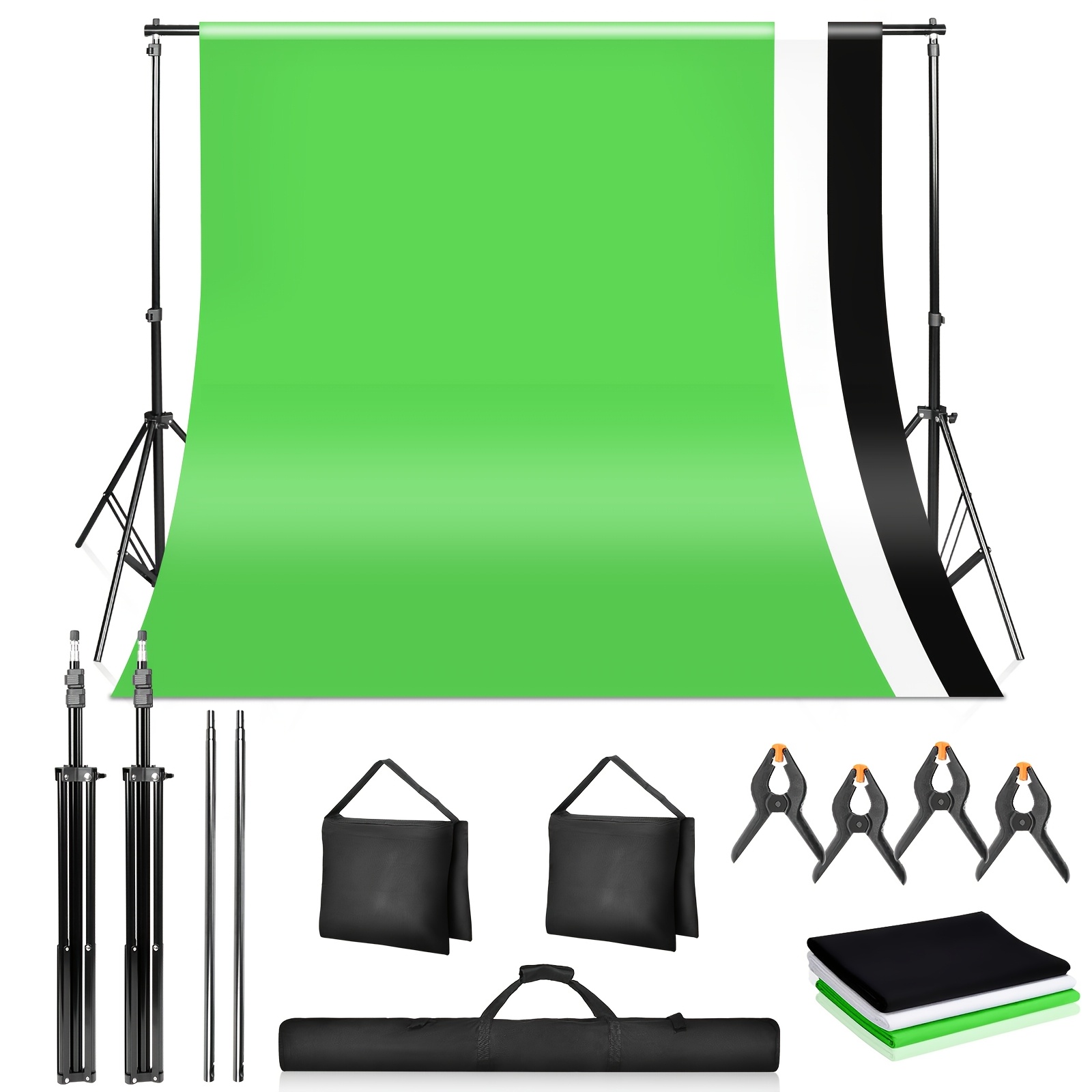 3 X 2 Metre Photography Backdrop Set, Including Three-colour Backdrops And Photography Accessories, Portable Telescopic Backdrop