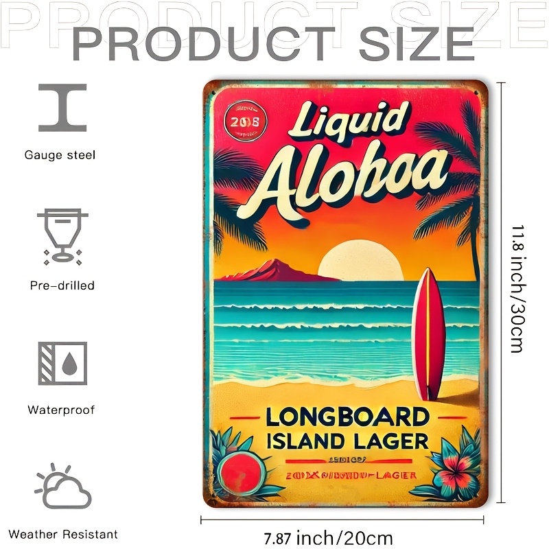 Kona Brewing Vintage Liquid Aloha Longboard Island Lager Tin Metal