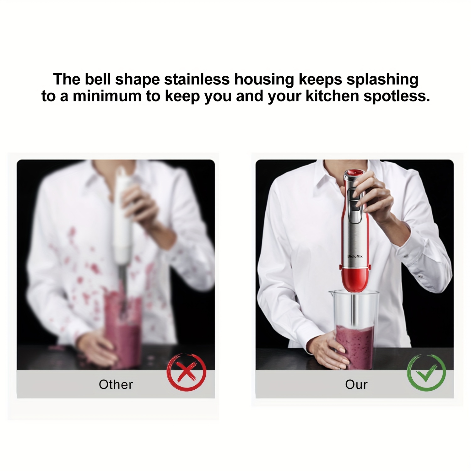 4 in 1 high power 1200w   hand stick blender with chopper smoothie cup stainless steel ice   eu plug 410 stainless steel Product details 8