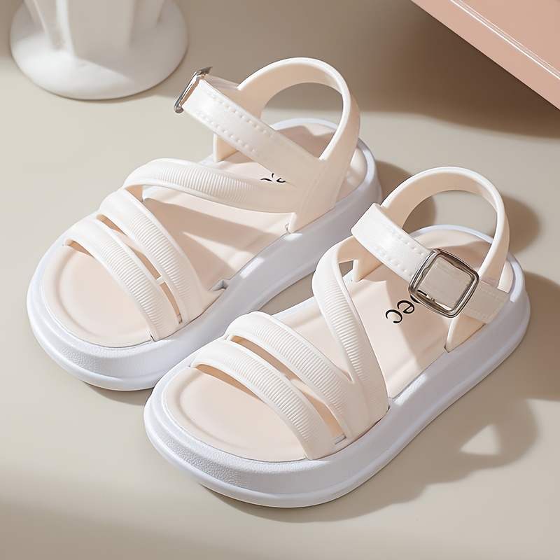 TEEOEC Girls' Sandals - Lightweight Breathable PVC with Adjustable Straps, Thick Cushioned Sole & Tassel Details - Durable Summer Beach Shoes for Youngsters & Youngsters (Black & Pink), Cute Sandals, Everyday Youngsters Wear, Casual Youngsters Footwear, Sweet Style Footwear, Insole, Minimalist Design, Soft Material, Youngsters Footwear