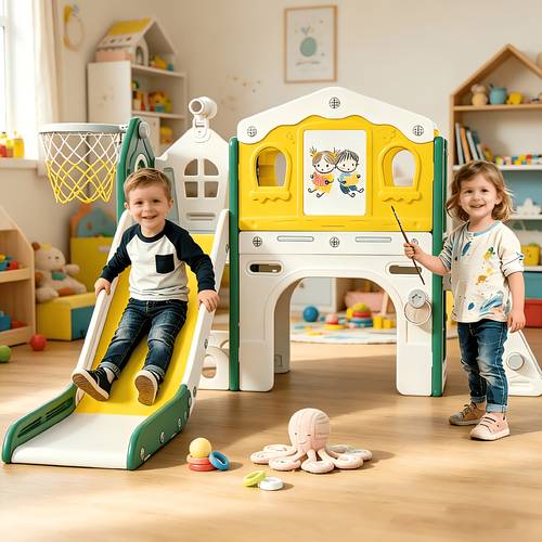 5in 1 9in 1 toddler slide set l shaped single slide single platform slide for toddlers 1 3 with drawing board and building blocks board l shaped slide not indoor or outdoor toddler playset playground a perfect gift for children