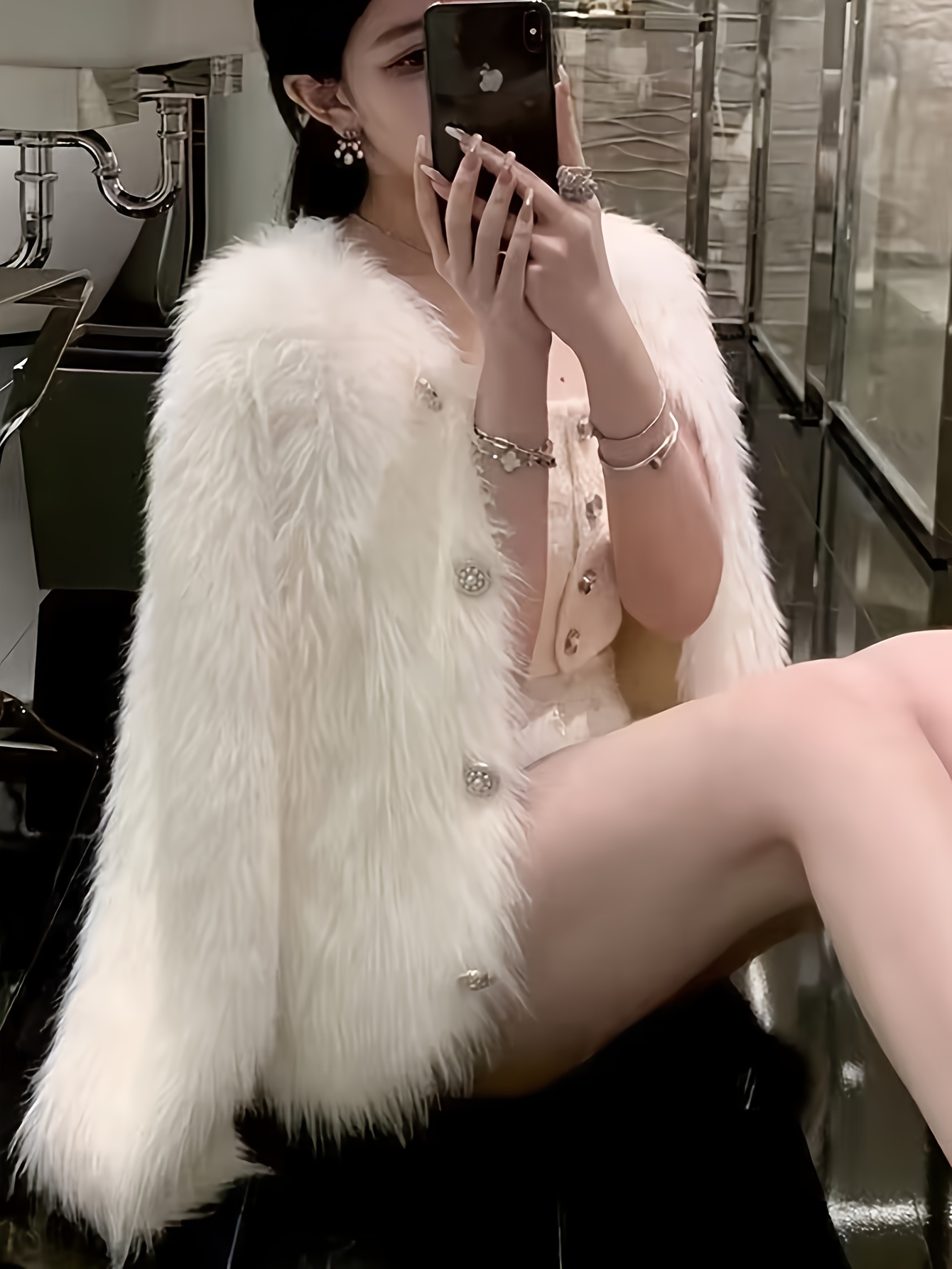 【THE TOE】WHITE FUR COAT ファーコート THE TOE Fur coat (Size M) ホワイトファーコート