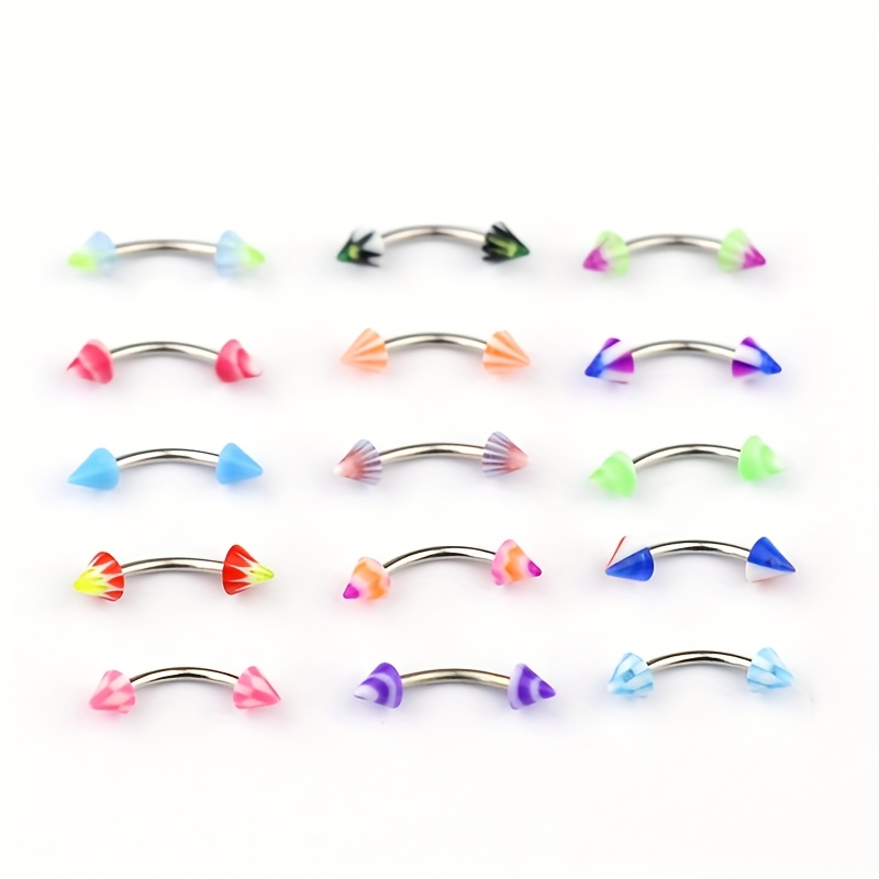 10pcs Acrylic Eyebrow Ring Stud Earrings, Body Jewelry