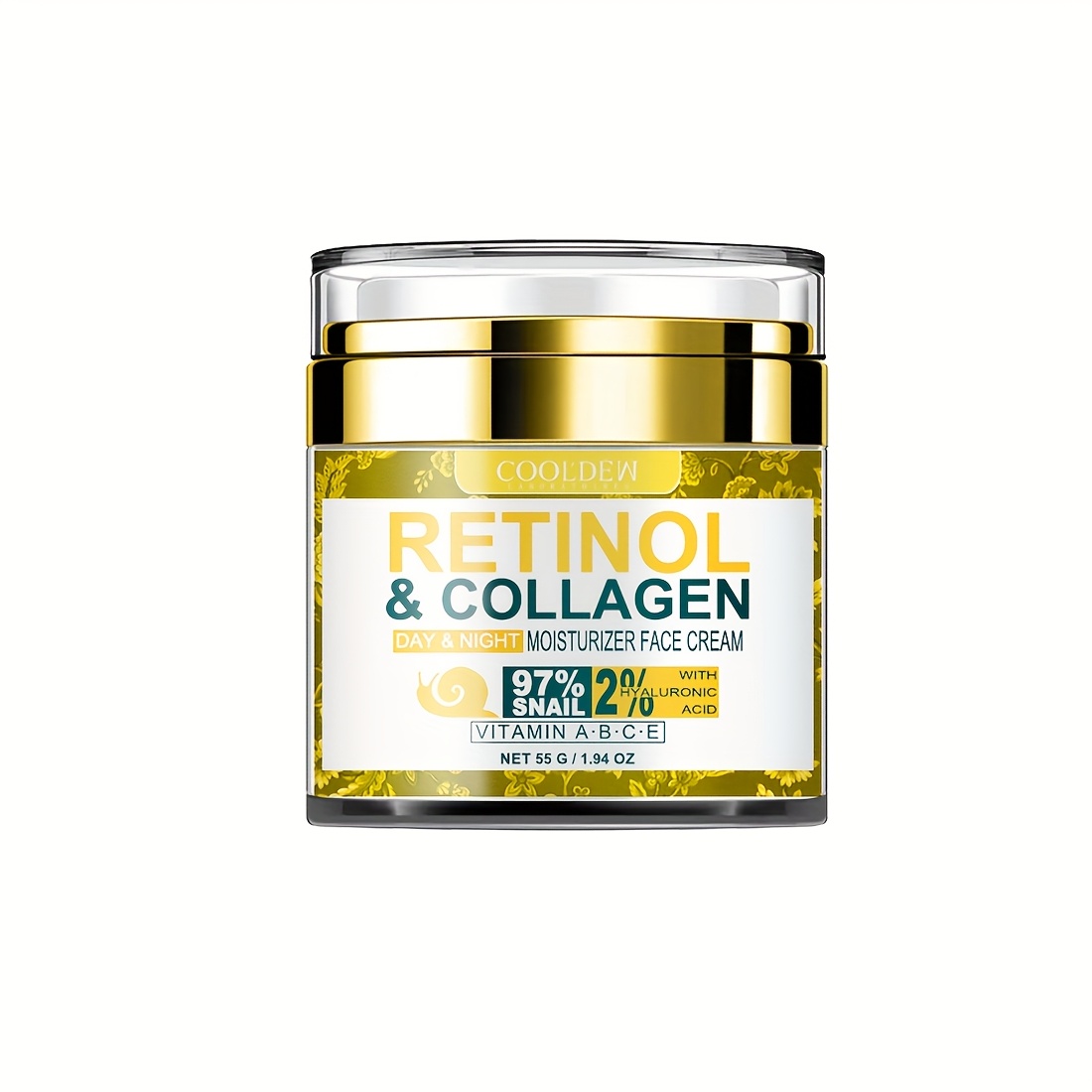 Image of 55g Retinol And Collagen Face & Neck Cream, Snail Hyaluronic Acid Moisturizing Cream, With Vitamins A, B, C, E, For Daily Professional Skincare On Face And Neck, Lifting, Firming, And Hydrating Effect