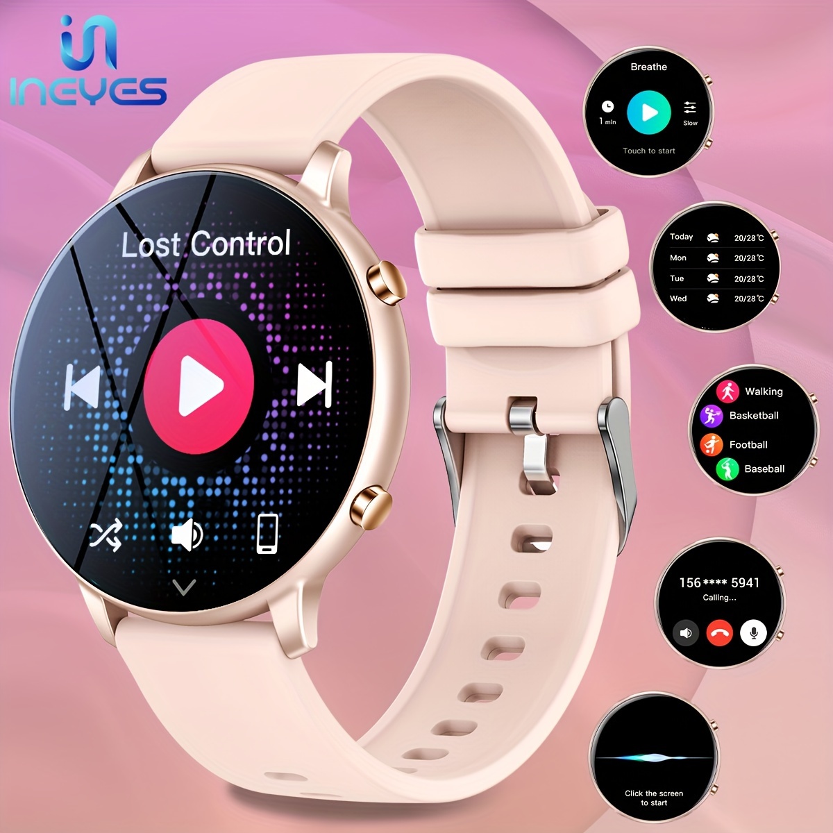 Relojes inteligentes para mujer, rastreador de actividad física con  frecuencia cardíaca, monitor de sueño, reloj inteligente con texto y  llamadas
