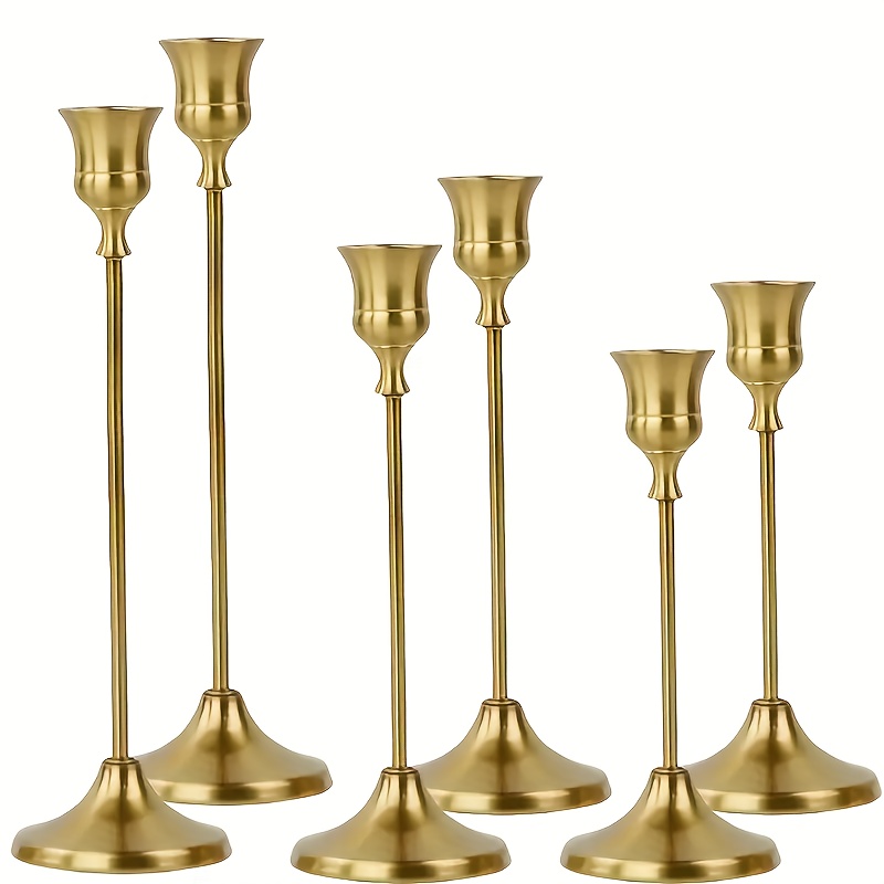 TEMU 6 Elegant European- Candlesticks - Romantic Dinner Additions, Electroplated Surface, Perfect For Weddings, Birthdays, Parties, And Home Decor,