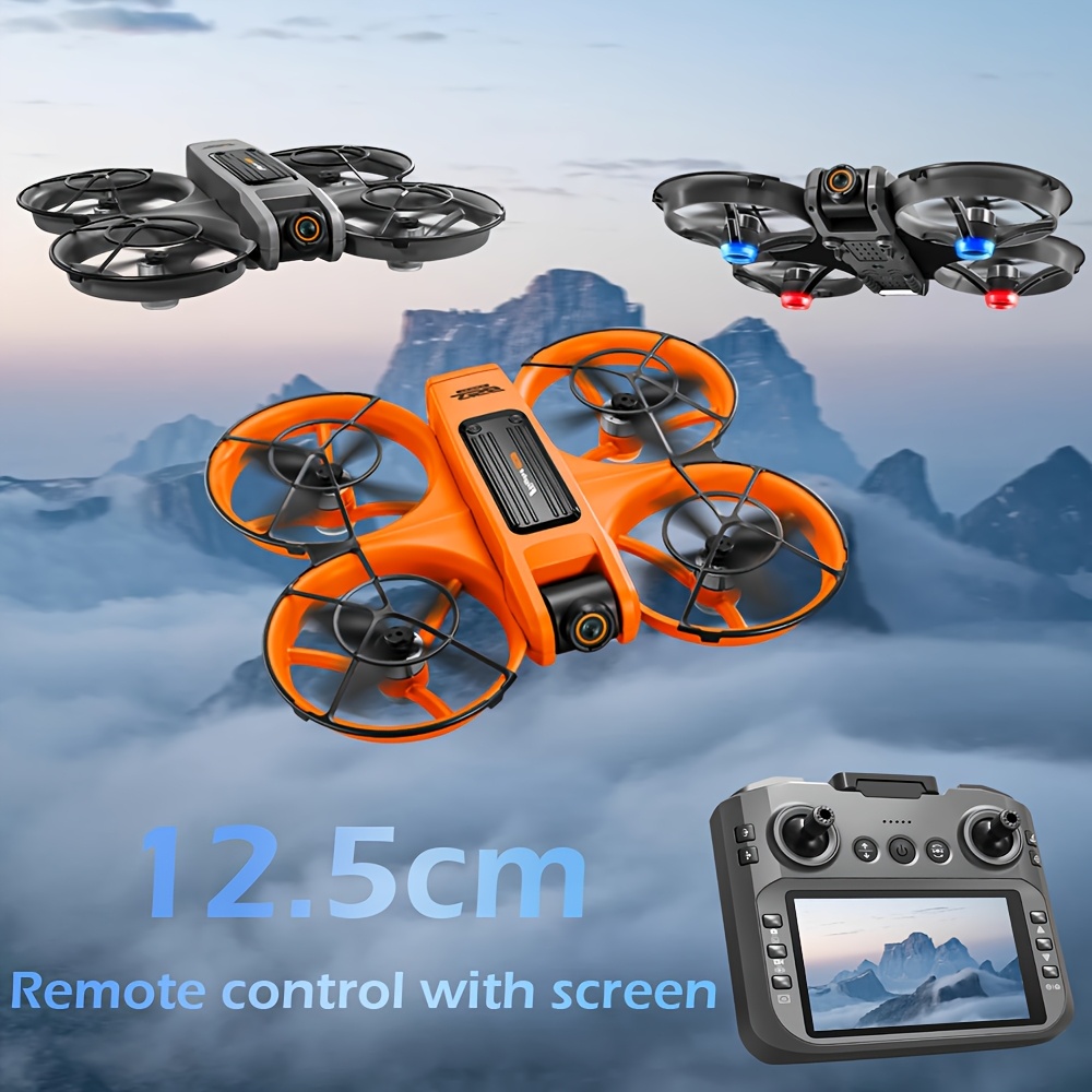 Ulepszony Dron S156 z 12,5 cm Dużym Ekranem Pilotu, Silniki Bezszczotkowe FPV, Pozycjonowanie Optyczne & Tryb Headless, Ochrona Przed Kolizjami, Światła LED Nocne, Kontrola Prędkości – dla Dorosłych/Dzieci, Początkujących, Prezenty na Urodziny/Boże Narodzenie (Pomarańczowy/Czarny), Fotografia Lotnicza, Stabilny Lot, Modna Quadcopterka, dla Entuzjastów Technologii