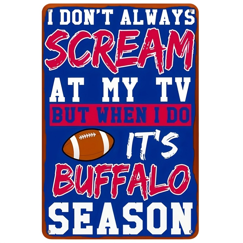 

Room Decor 1pc Buffalo Sports Fan Iron Metal Sign, 8x12 Inch, Wall Hanging Decorative Plaque, Ideal For Home, Bar, Cafe, Garage, Office Decor, Football Themed Artwork