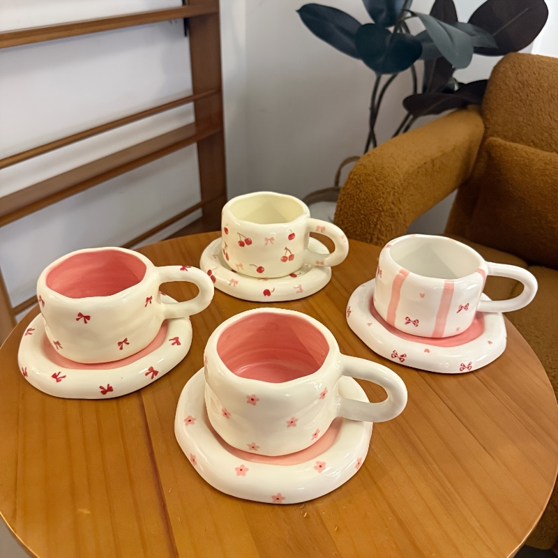 Set Of 4 White Conical Porcelain Mugs - 340ml, Microwave