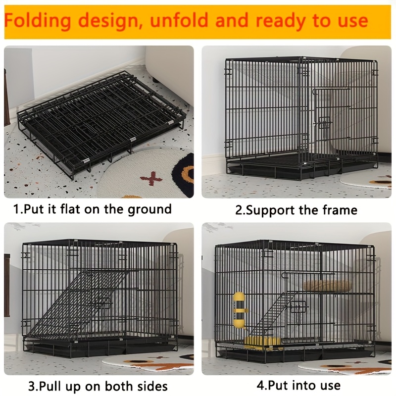 Rabbit Cage, Double-layer Design, Encrypted Design, Suitable For Guinea Pigs, Dutch Pigs, Rabbits, Pigeons, Cats, Hedgehogs And Other Pets, With Four Supplies: Manure Tray, Food Box, Water Box, Foot Mat
