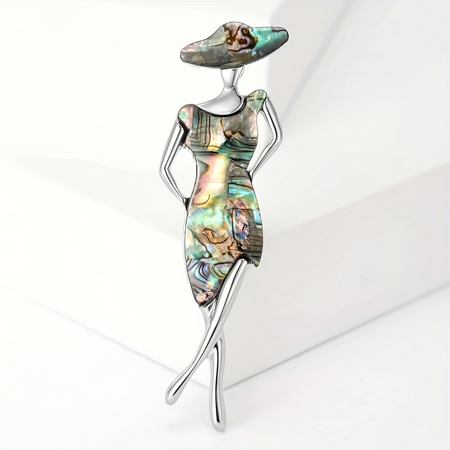 

Chic Boho-inspired Abalone Shell Hat Brooch - Vintage Acrylic Pin For Everyday & Gift-giving, Perfect For Valentine's Day
