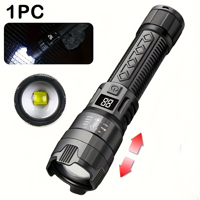 High-Capacity Rechargeable LED Flashlight with Tactical Zoom, Featuring a 1200Mah Built-In Battery, Ideal for Outdoor Emergencies, Fishing, And Camping.