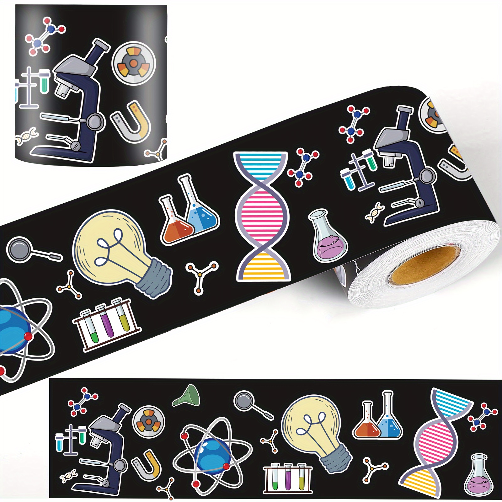 

School Science Themed Wall Decoration: 65.6ft Roll Of Decorative Paper With Science Icons For Classroom Walls