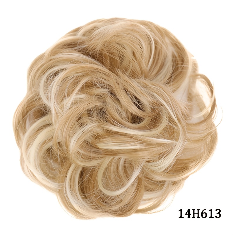 Image of Clip-in-on Synthetic Curly Hair Bun Scrunchie - Clip-n- Fake Hairpiece For Women, Volume & Length Extensions Suitable For Parties, Weddings, Photo Shoots