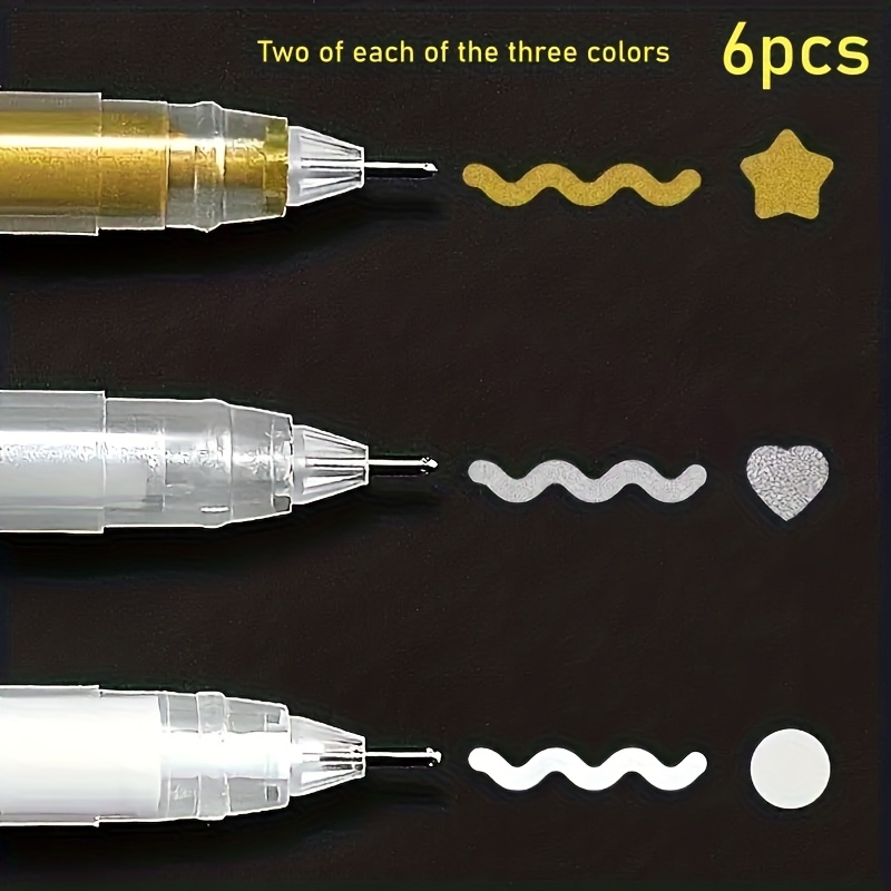 Image of 6pcs White, Golden And Silvery Fine Tip Drawing Pens - Disposable Artist Painting Tools For Sketching And Illustration Paper, Art Supplies, , High-, Quick-drying Ink